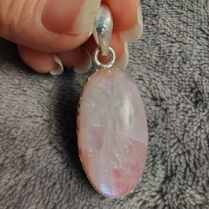 Oval Pink Moonstone Pendant